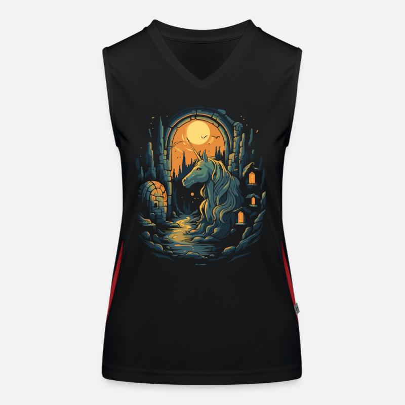 Dunkle Nacht Einhorn Funktionelles Kontrast-Tank Top für Frauen