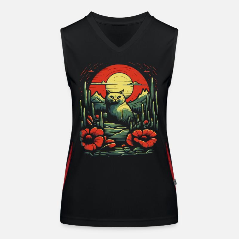 Ein Katze im Mohnfeld Funktionelles Kontrast-Tank Top für Frauen