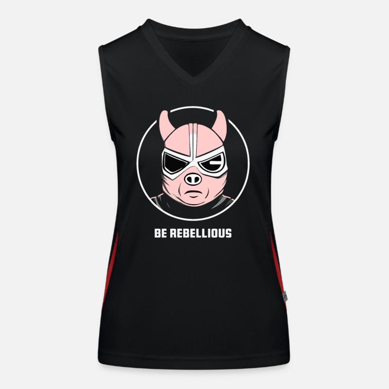 SEI REBELLISCH mit Schweine Maske Funktionelles Kontrast-Tank Top für Frauen