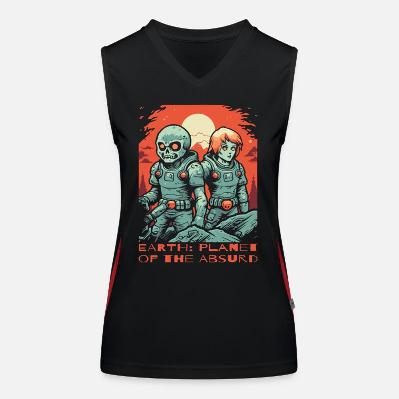 Erde, Planet des Absurden Funktionelles Kontrast-Tank Top für Frauen