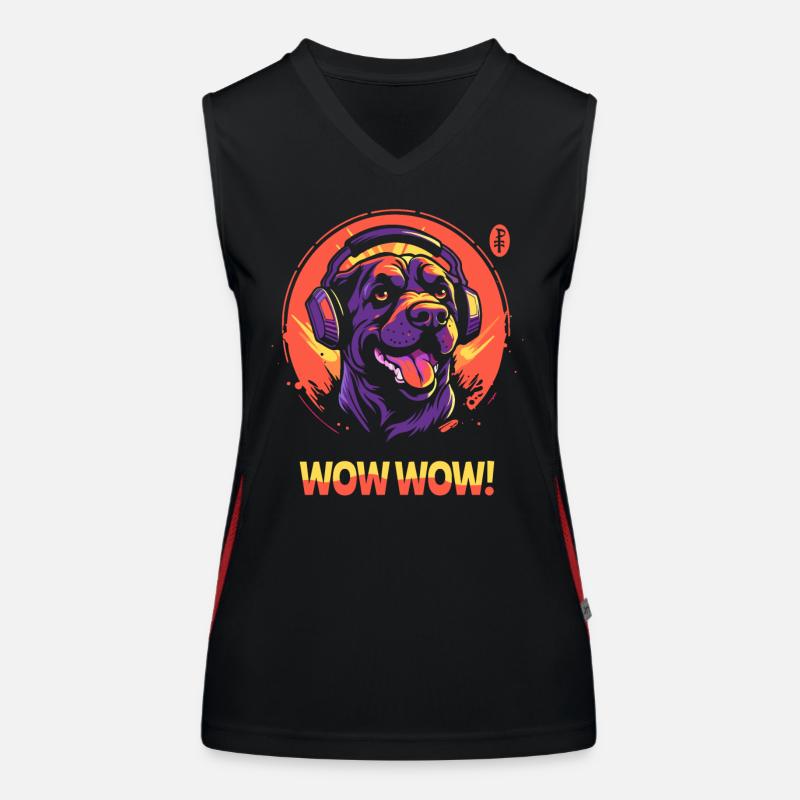 Wow Wow Musique avec casque Chien Débardeur respirant contrasté Femme