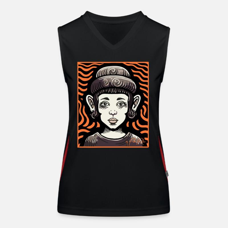 A super cool abstract woman Women's Functional Contrast Tank Top