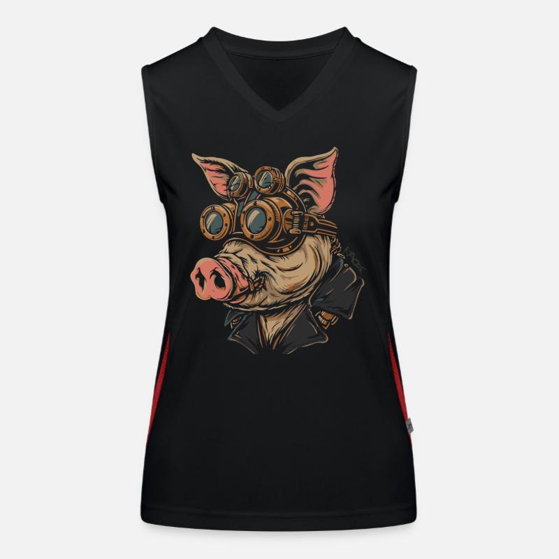 cochon steampunk : cochon avec des lunettes Débardeur respirant contrasté Femme