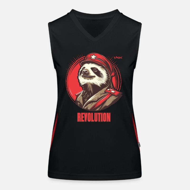Parody Communism Sloth Comrade Revolution Women's Functional Contrast Tank Top