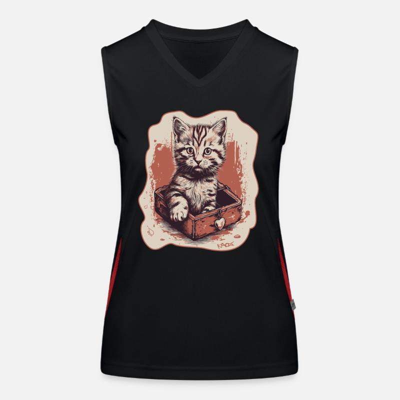 Herz und Katze in einer Box Funktionelles Kontrast-Tank Top für Frauen
