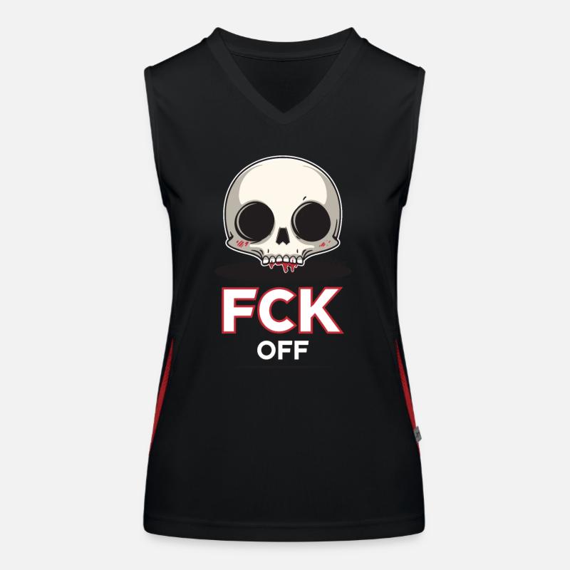 Fck Off, Chibi Cartoon Totenkopf Funktionelles Kontrast-Tank Top für Frauen