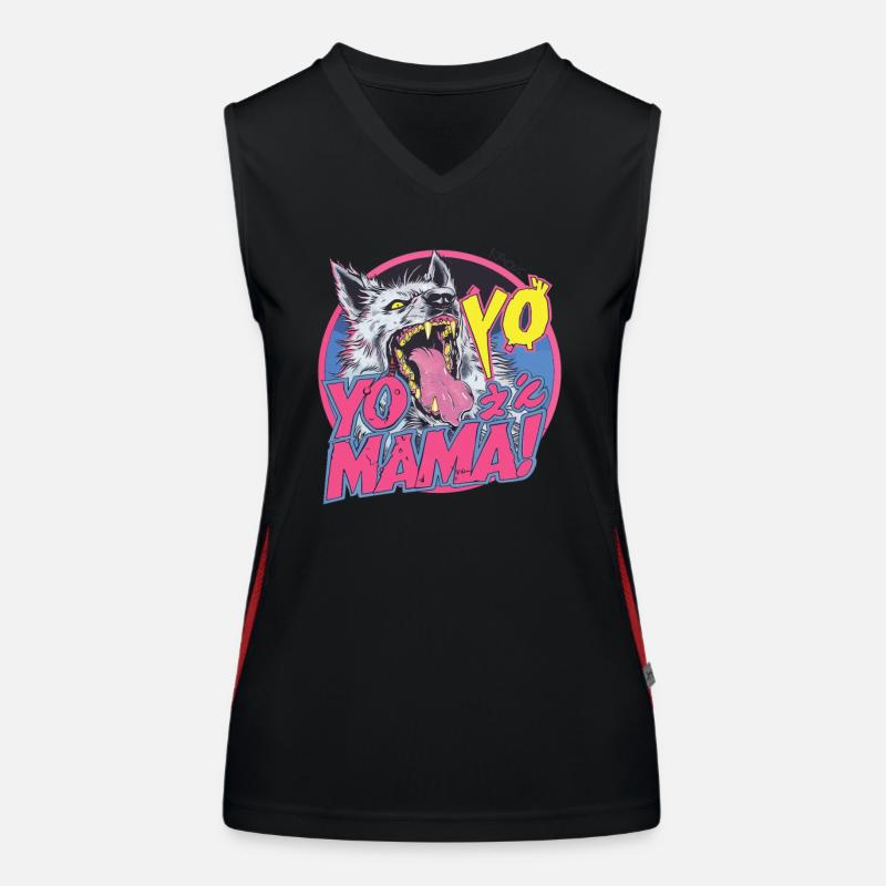 Tier Wolf mit Zähnen, yo! Yo Mama, deine Mutter Funktionelles Kontrast-Tank Top für Frauen