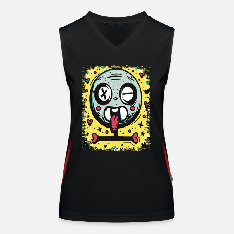 Sketch with hearts, crosses and skull Women's Functional Contrast Tank Top