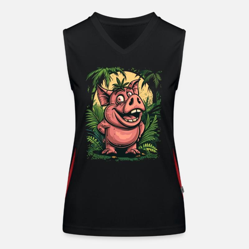 Funny Happy Jungle Forest Pig Women's Functional Contrast Tank Top