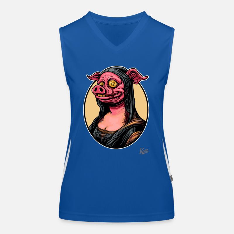 Das Portrait der Mona, das Zombie-Schwein Lisa Funktionelles Kontrast-Tank Top für Frauen