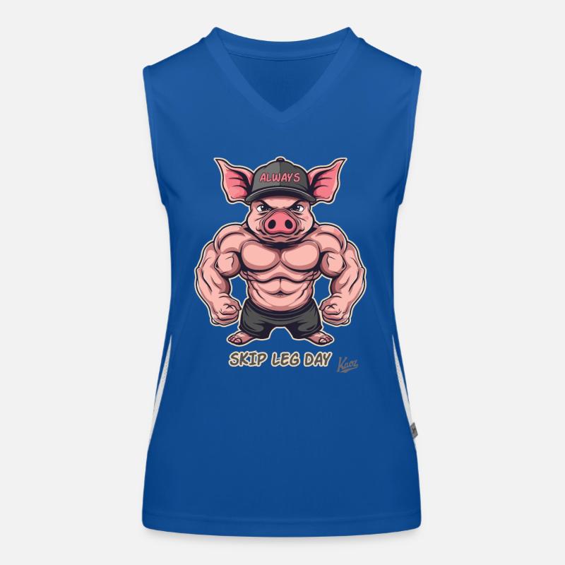 Muscle Bodybuilder Pig: Skip Leg Day Again Women's Functional Contrast Tank Top