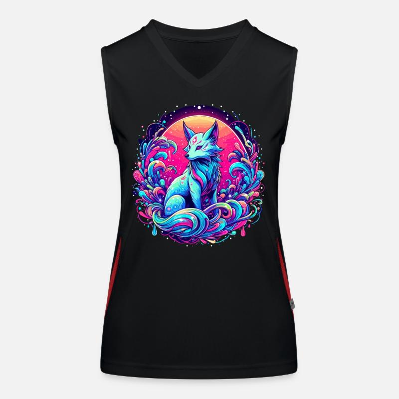 Fuchs Kunst Psychedelisch Funktionelles Kontrast-Tank Top für Frauen