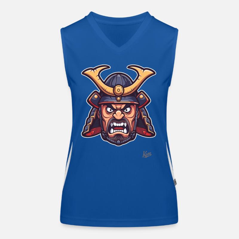 Wütender japanischer Edo-Samurai-Shogun Funktionelles Kontrast-Tank Top für Frauen