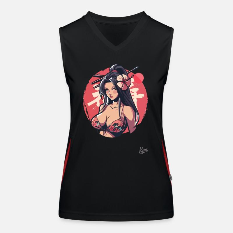 Am Strand, ein Mädchen in Japan Okinawa Funktionelles Kontrast-Tank Top für Frauen