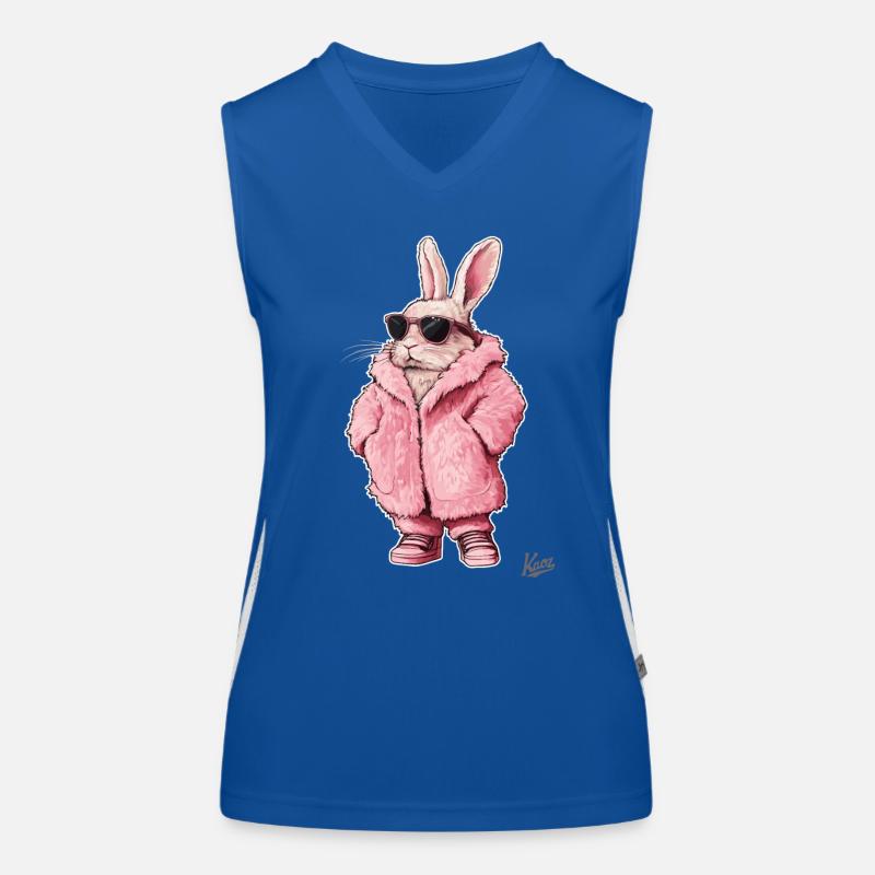 Super cooler pinker Pelzmantel mit Hase drin Funktionelles Kontrast-Tank Top für Frauen