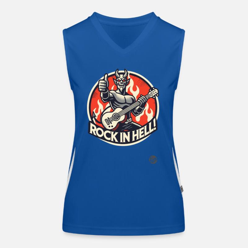 Devilish Guitar Player – Rock in Hell Women's Functional Contrast Tank Top