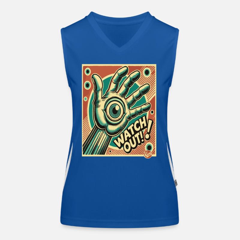 Space Zombie - Main Rétro avec Œil, Attention ! Débardeur respirant contrasté Femme