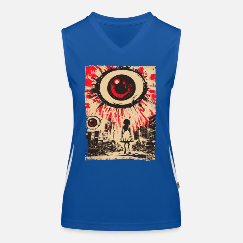 Apocalyptic Vision with Red Eye Women's Functional Contrast Tank Top