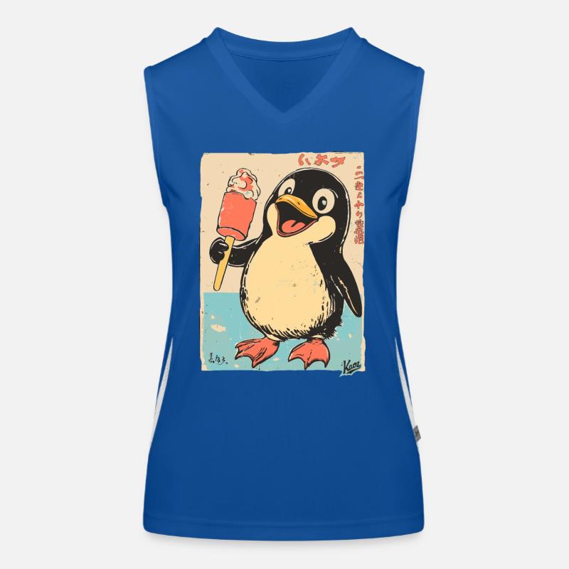 Pingouin rétro japonais de style Edo avec glace Débardeur respirant contrasté Femme