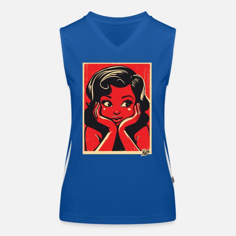 Retro-Cartoon-Mädchen Funktionelles Kontrast-Tank Top für Frauen