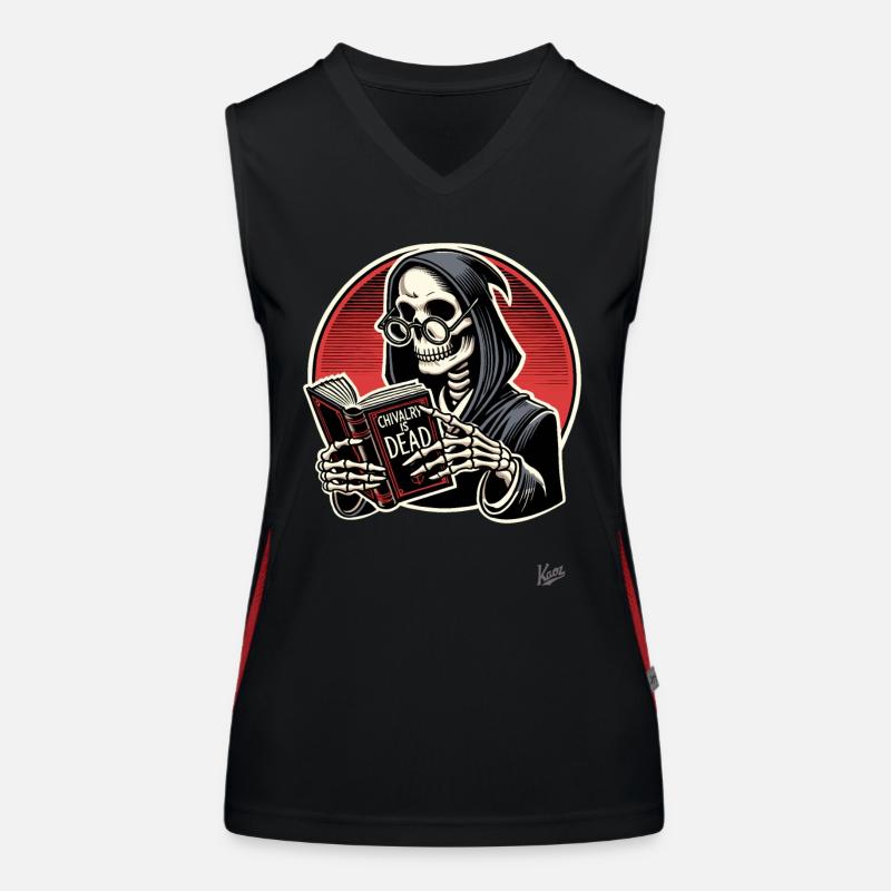 Chivalry is dead – Grim Reaper with book Women's Functional Contrast Tank Top