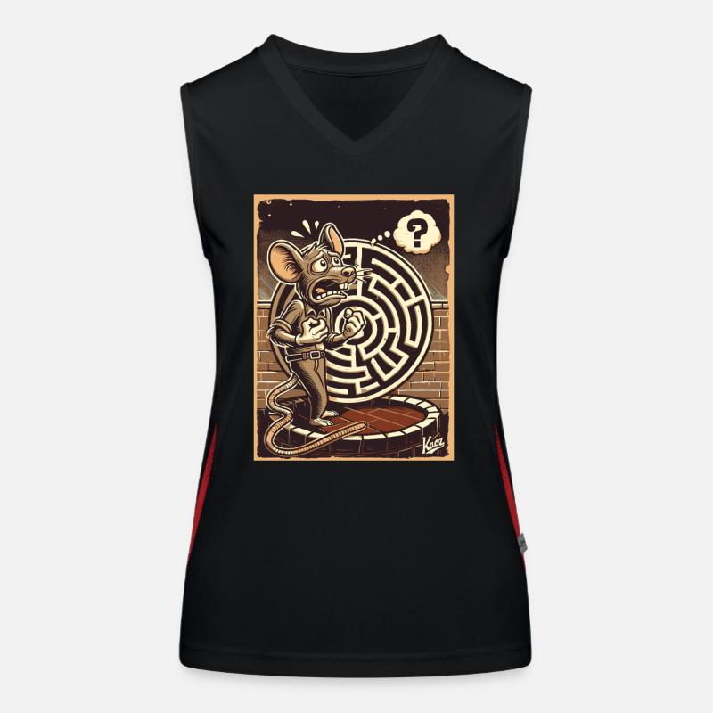 Pas d’issue, un labyrinthe et un rat perplexe Débardeur respirant contrasté Femme