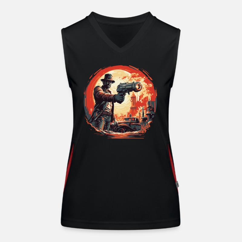 Sci-Fi-Strahlenkanonen-Showdown Funktionelles Kontrast-Tank Top für Frauen