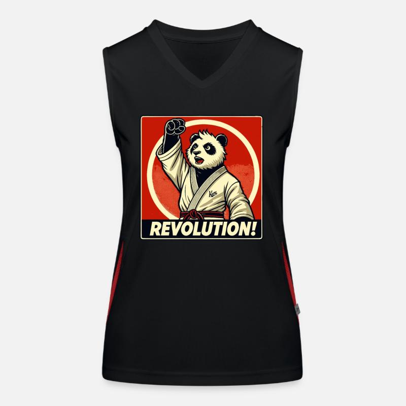 Martial Arts Karate Revolution Panda Women's Functional Contrast Tank Top
