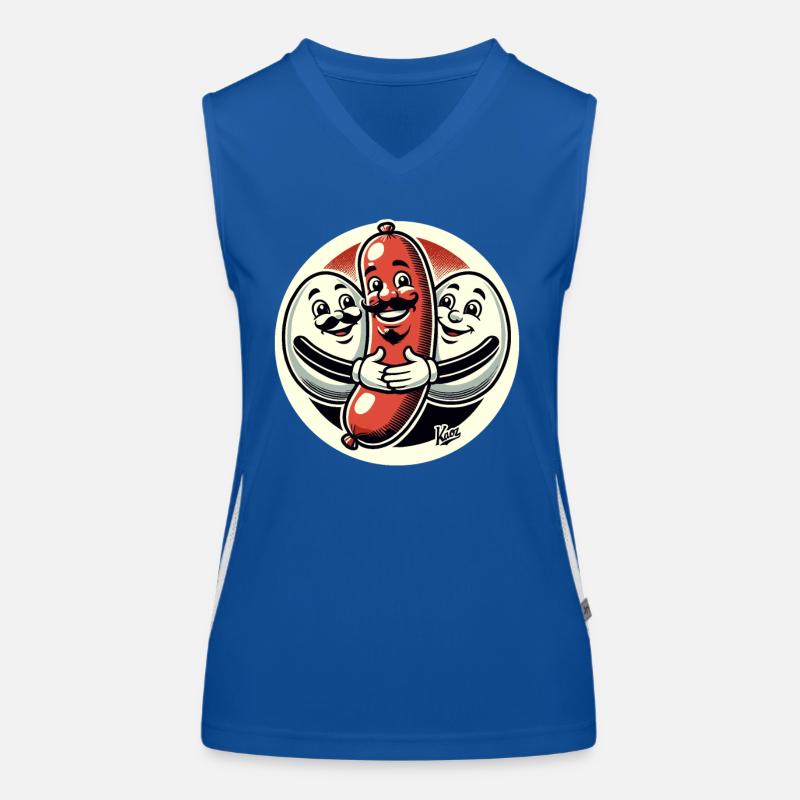 Saucisse Bratwurst étreinte par deux œufs Débardeur respirant contrasté Femme