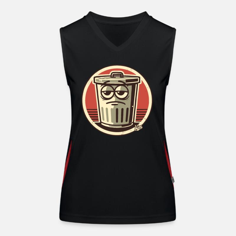 Boredom, not interested, funny trash can Women's Functional Contrast Tank Top