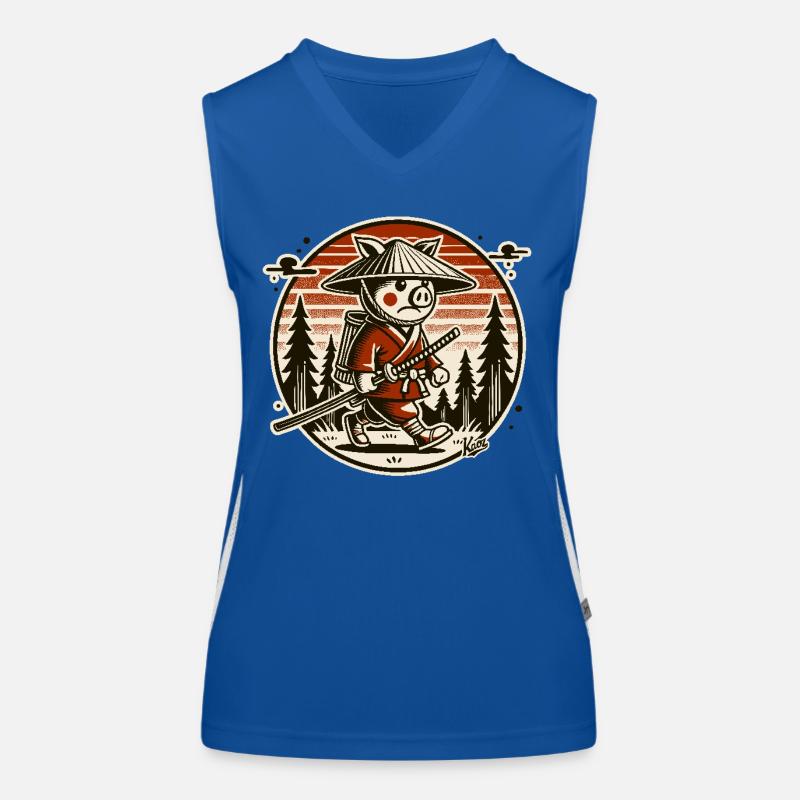 Samurai-Schwein Ronin auf Wanderschaft Funktionelles Kontrast-Tank Top für Frauen