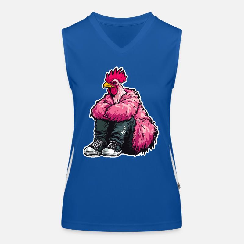 Coq de mode à la mode en plume rose Veste de poulet Débardeur respirant contrasté Femme