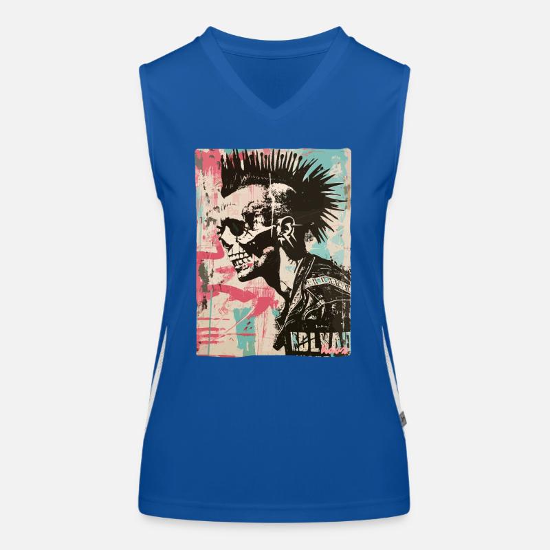 Punk Rock Skull Design Women's Functional Contrast Tank Top