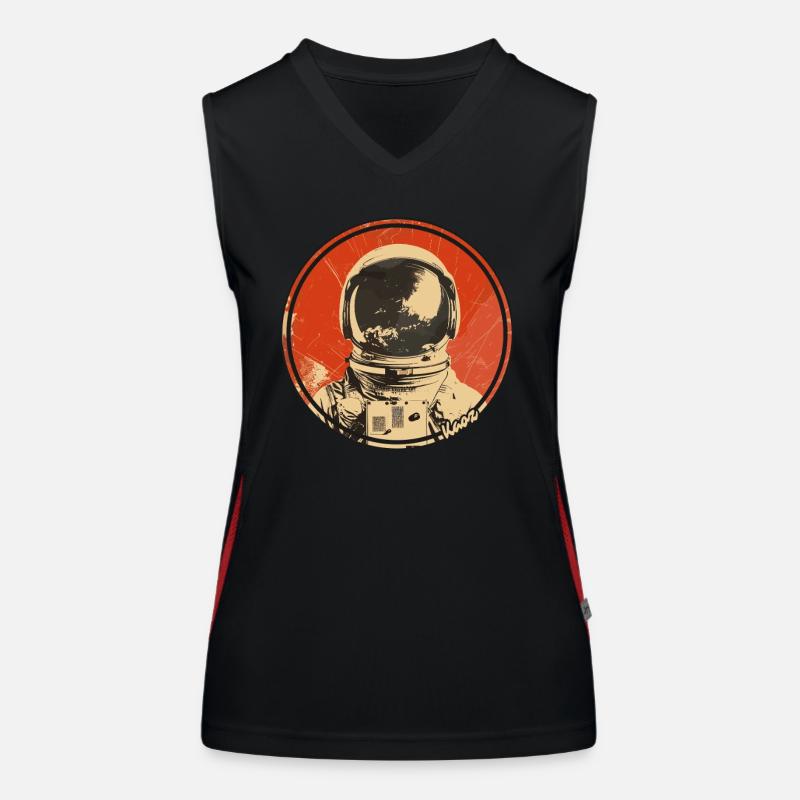 Conception spatiale rétro astronaute Débardeur respirant contrasté Femme