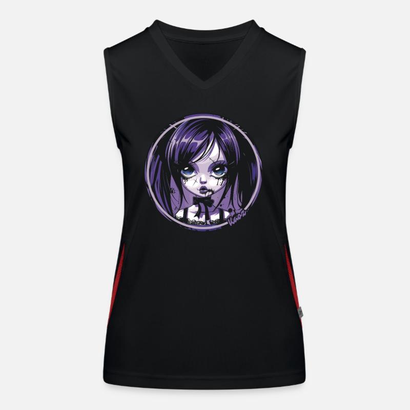 Gothic Chibi Girl – Dark Aesthetic Women's Functional Contrast Tank Top