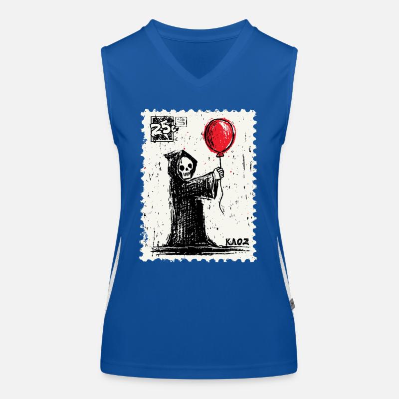 Timbre-poste design Grim Reaper avec ballon rouge Débardeur respirant contrasté Femme