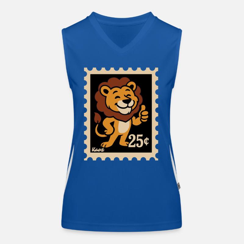 Friendly Lion on a Postage Stamp Women's Functional Contrast Tank Top