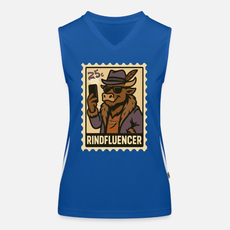 Stylischer Rindfluencer Rind Influencer mit Selfie Funktionelles Kontrast-Tank Top für Frauen