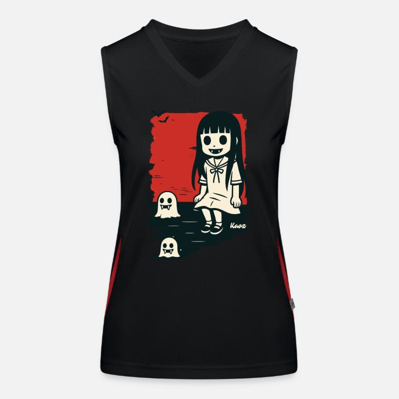 Gruseliges Mädchen mit Geistern Funktionelles Kontrast-Tank Top für Frauen