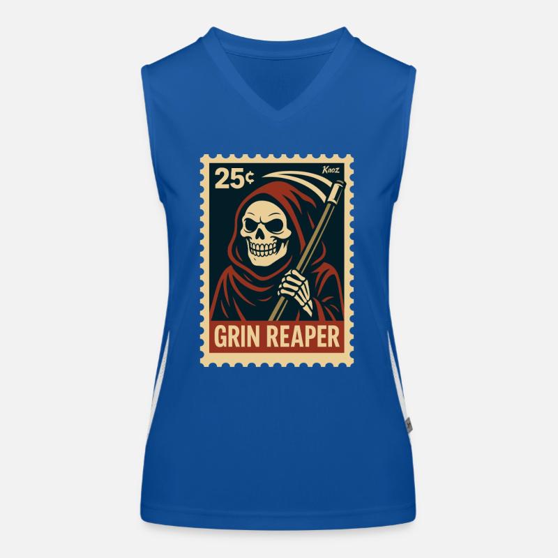 Der grinsende Sensenmann Funktionelles Kontrast-Tank Top für Frauen
