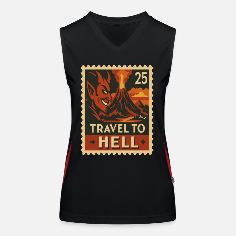 Devilish Journey to Hell as a stamp Women's Functional Contrast Tank Top