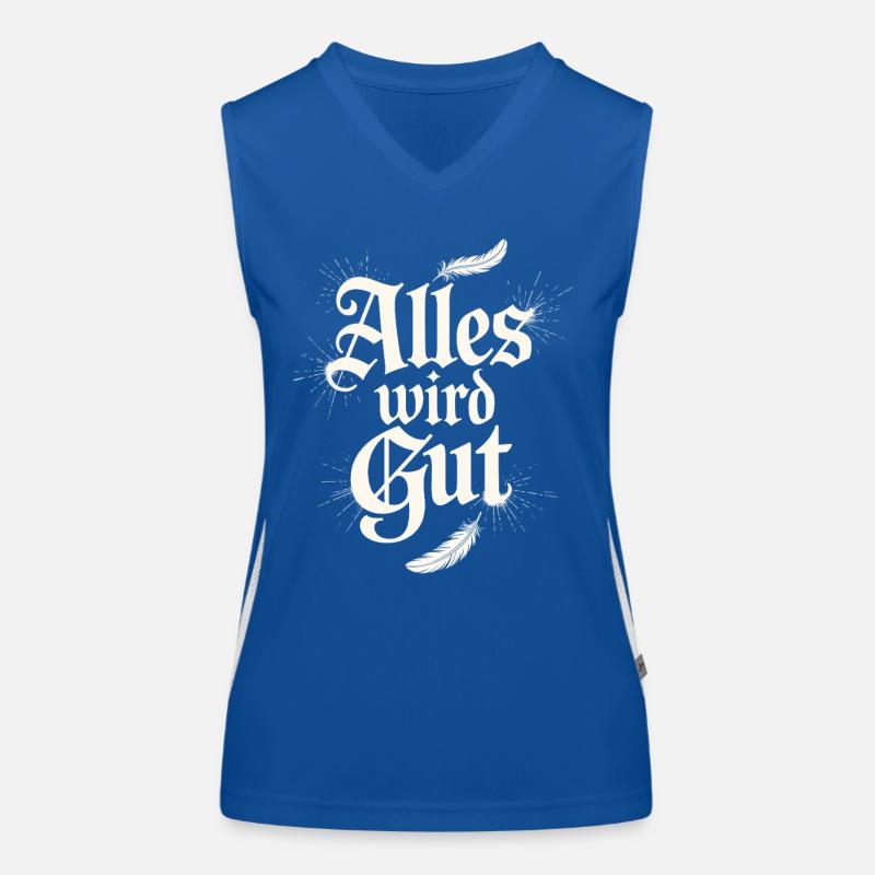Alles wird gut Spruch mit Federn und Glanz Funktionelles Kontrast-Tank Top für Frauen