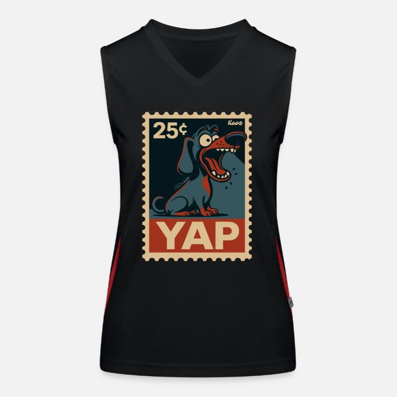 Comic Dachshund on Postage Stamp with Yap Women's Functional Contrast Tank Top