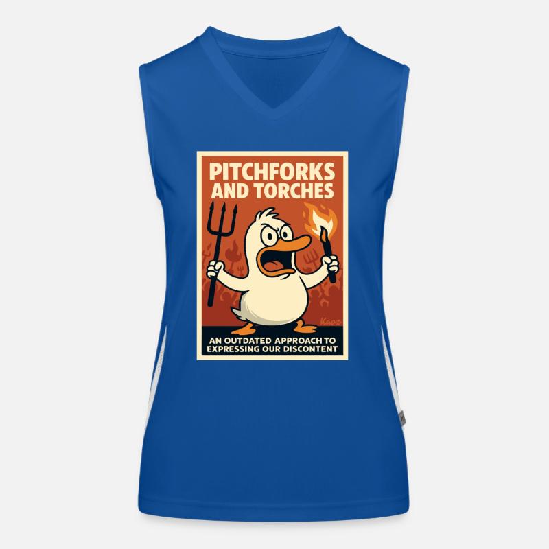 Canard en colère avec torche et fourche Débardeur respirant contrasté Femme