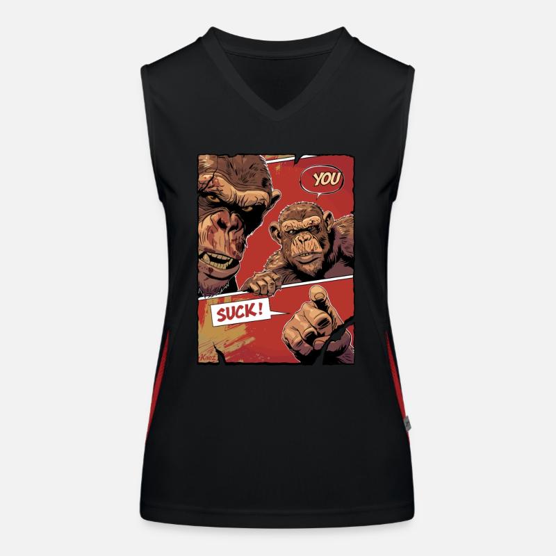 Wütende Affen mit Comic Spruch Du nervst Funktionelles Kontrast-Tank Top für Frauen