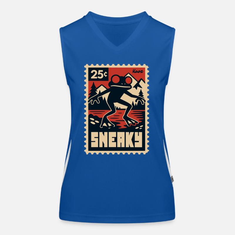 Black frog with red eyes at the lake Women's Functional Contrast Tank Top
