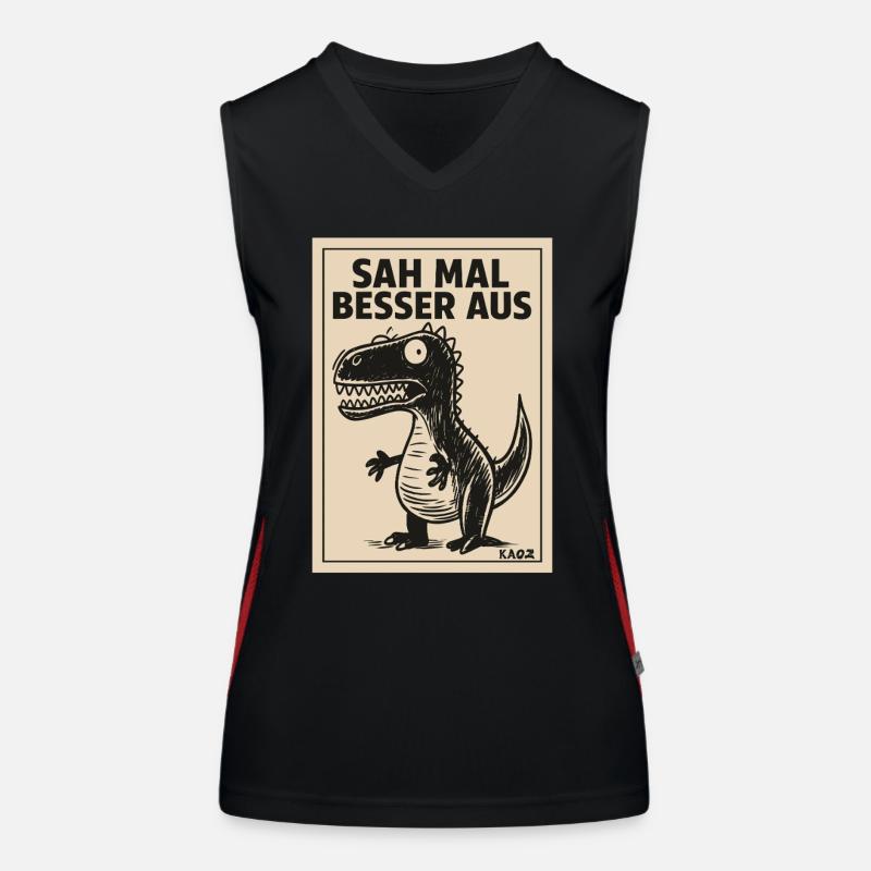 Funny Dino Saying Looked Better Women's Functional Contrast Tank Top