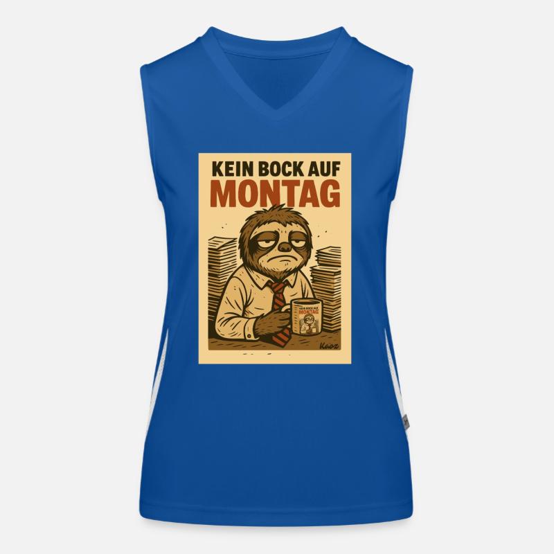 Tired office sloth with coffee and Monday Women's Functional Contrast Tank Top