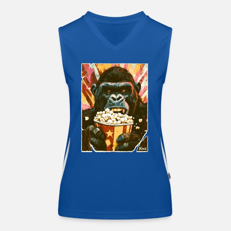 Gorilla mit Popcorn Funktionelles Kontrast-Tank Top für Frauen