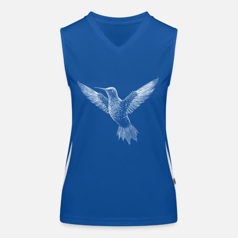 Hummingbird, cute bird in ASCII code Women's Functional Contrast Tank Top